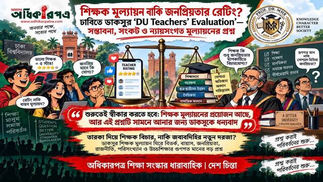 শিক্ষক মূল্যায়ন নাকি জনপ্রিয়তার রেটিং? ঢাবিতে ডাকসুর ‘DU Teachers’ Evaluation’—সম্ভাবনা, সংকট ও ন্যায়সংগত মূল্যায়নের প্রশ্ন